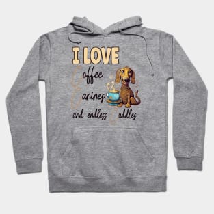 I Love Coffee Canines and Cuddles Dachshund Owner Funny Hoodie